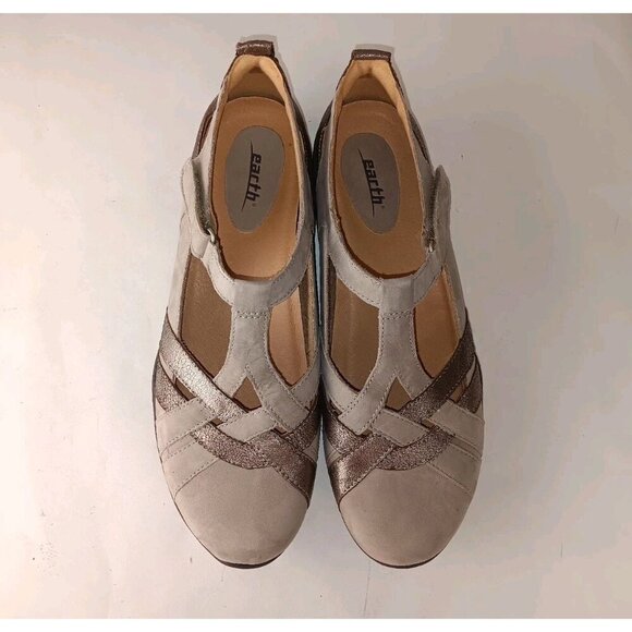Earth Ocelot Taupe Adjustable Strap T-Strap Size 11 Cross Shoes Womens Mary Jane - Picture 10 of 12